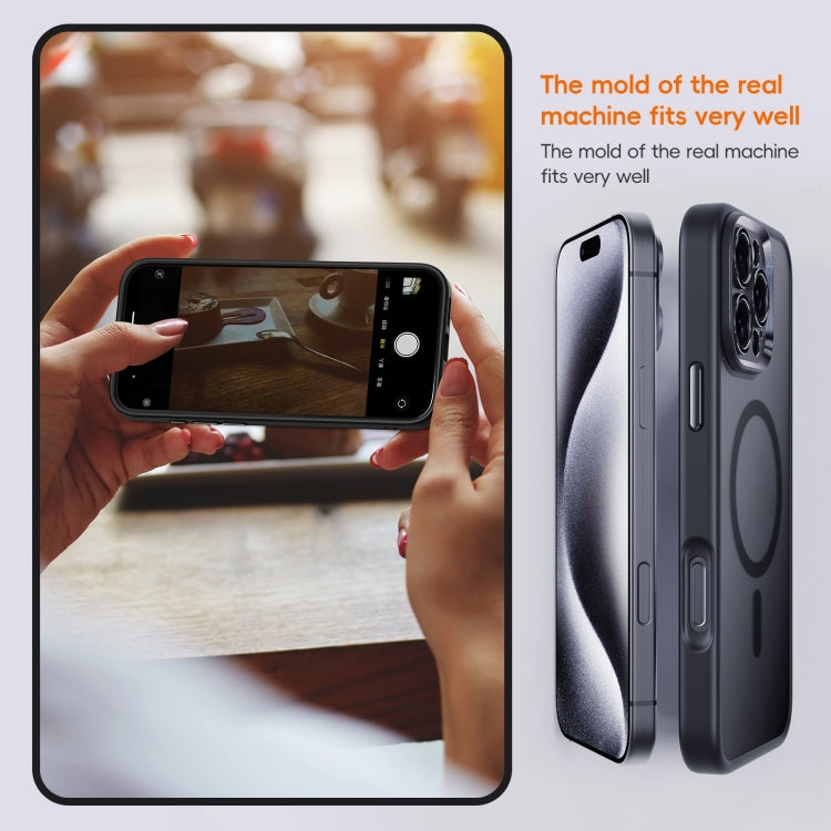 For iPhone 16 Plus Fine Hole Frosted MagSafe Magnetic Phone Case(Black) - free shipping - PMC Jewellery - Order now!