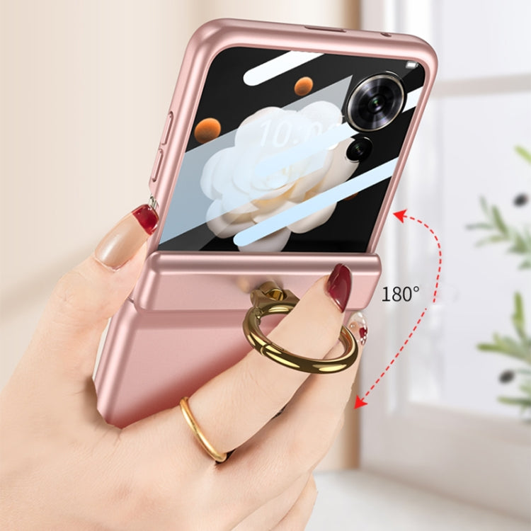 For Honor Magic V Flip GKK Integrated Magnetic Folding Hinge Full Coverage Phone Case with Ring Holder(Pink) - free shipping - PMC Jewellery - Order now!