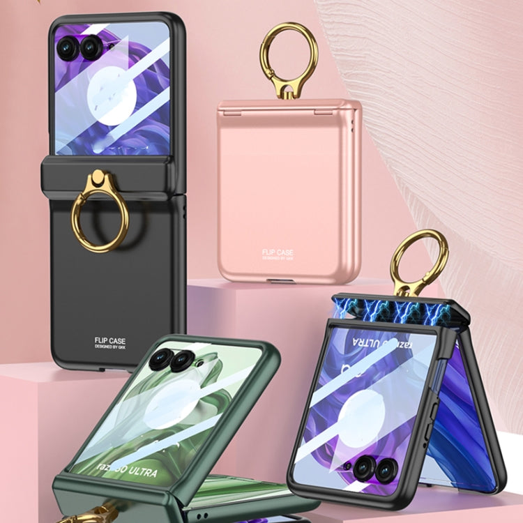 For Motorola Razr 50 GKK Integrated Magnetic Hinged Flip Case with Ring Holder(Pink)