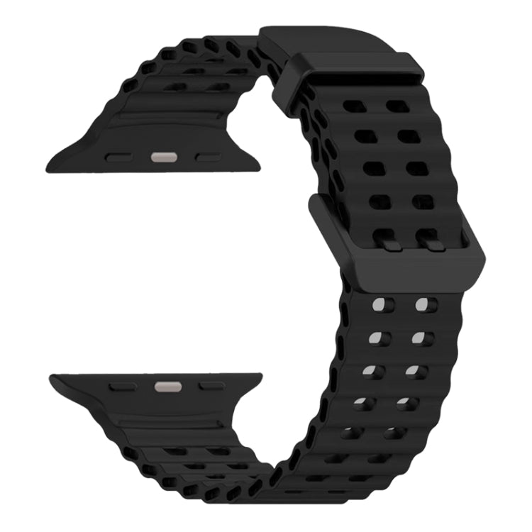 For Apple Watch Ultra 2 49mm Ocean Dual-Row Hole Silicone Watch Band(Black)