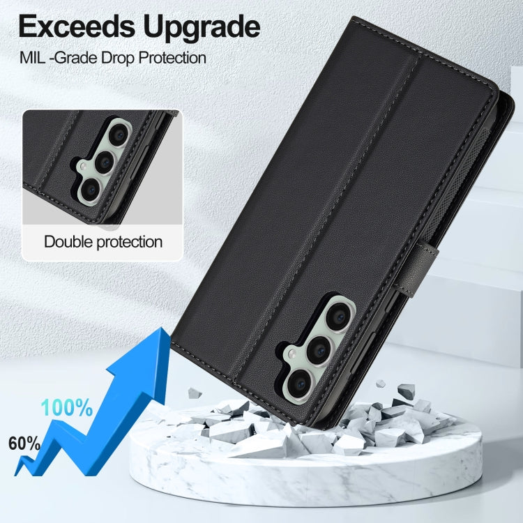 For Samsung Galaxy S24 FE 5G LC.IMEEKE L2 Series Detachable Magsafe PU Phone Case with Lanyard(Black) - free shipping - PMC Jewellery - Order now!