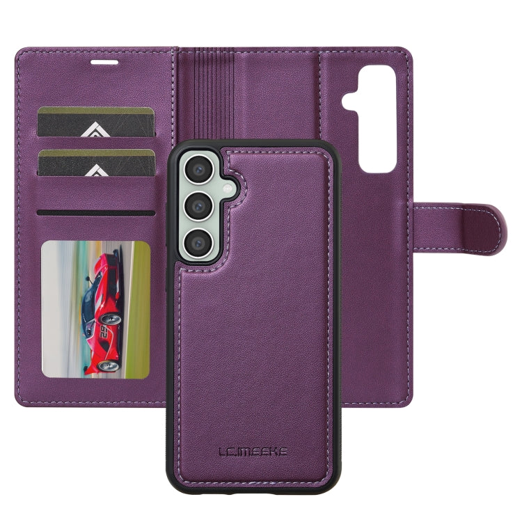 For Samsung Galaxy S24 FE 5G LC.IMEEKE L2 Series Detachable Magsafe PU Phone Case with Lanyard(Purple)