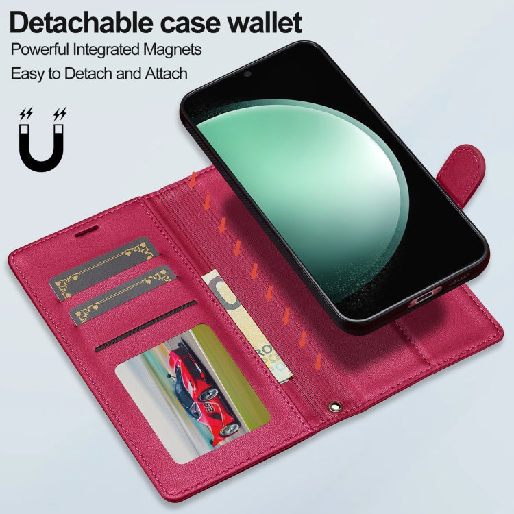 For Samsung Galaxy S24 FE 5G LC.IMEEKE L2 Series Detachable Magsafe PU Phone Case with Lanyard(Red)