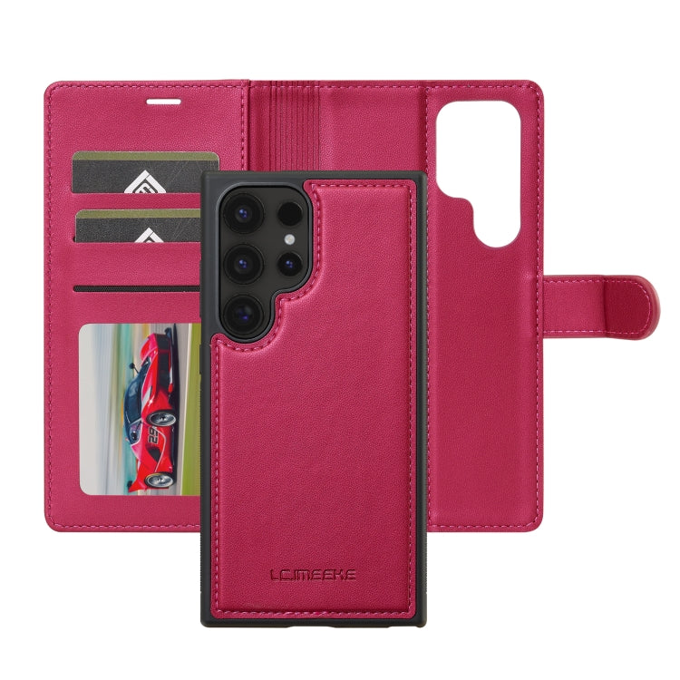 For Samsung Galaxy S24 Ultra 5G LC.IMEEKE L2 Series Detachable Magsafe PU Phone Case with Lanyard(Red)