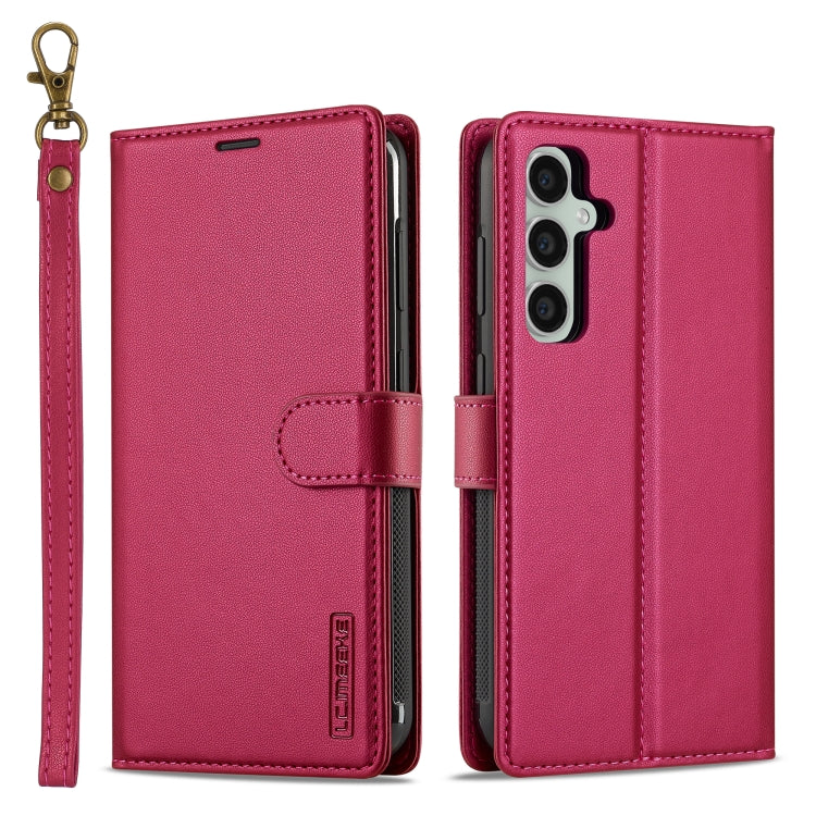 For Samsung Galaxy A35 5G LC.IMEEKE L2 Series Detachable Magsafe PU Phone Case with Lanyard(Red)