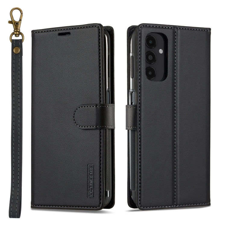For Samsung Galaxy A14 4G / A14 5G LC.IMEEKE L2 Series Detachable Magsafe PU Phone Case with Lanyard(Black)
