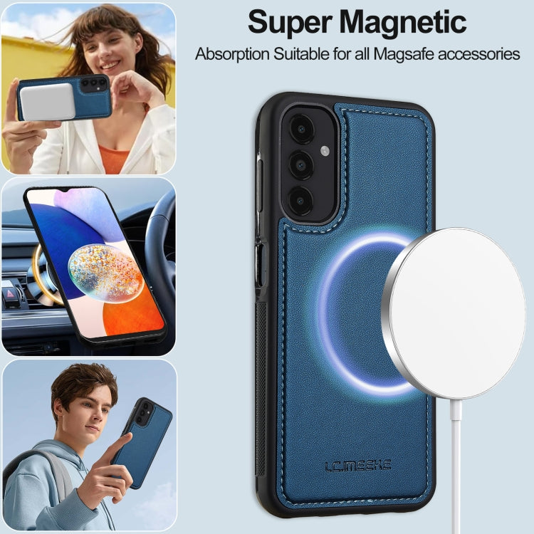For Samsung Galaxy A14 4G / A14 5G LC.IMEEKE L2 Series Detachable Magsafe PU Phone Case with Lanyard(Blue)