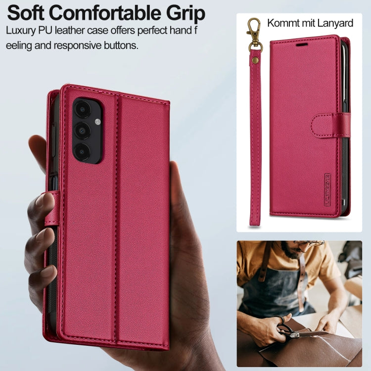 For Samsung Galaxy A14 4G / A14 5G LC.IMEEKE L2 Series Detachable Magsafe PU Phone Case with Lanyard(Red)