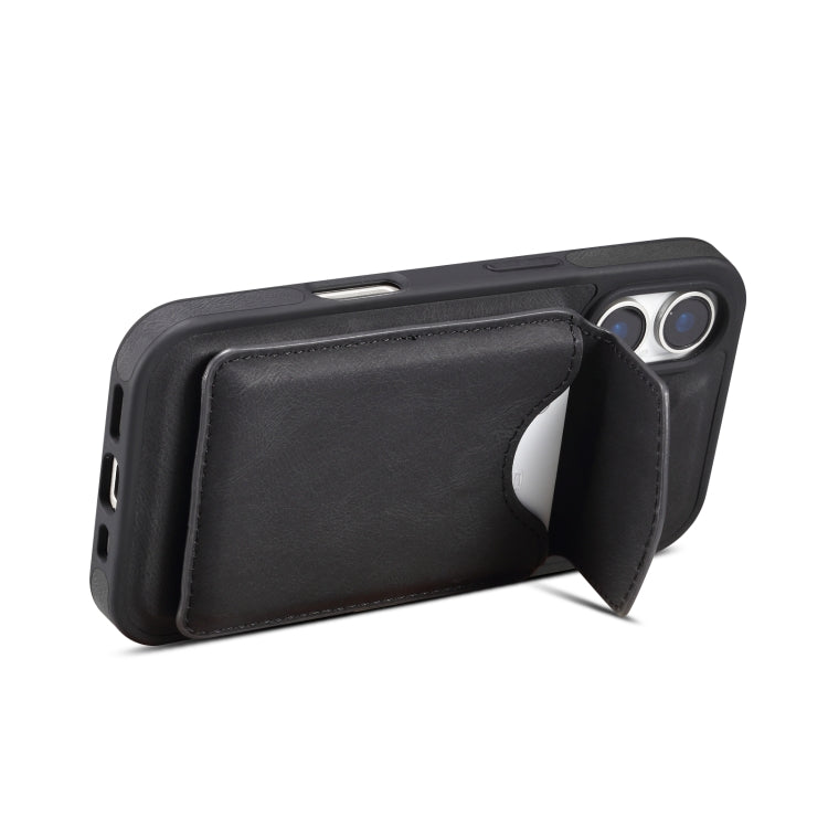 For iPhone 16 Denior D19 Skin Feel MagSafe Detachable Card Slot Phone Case(Black)