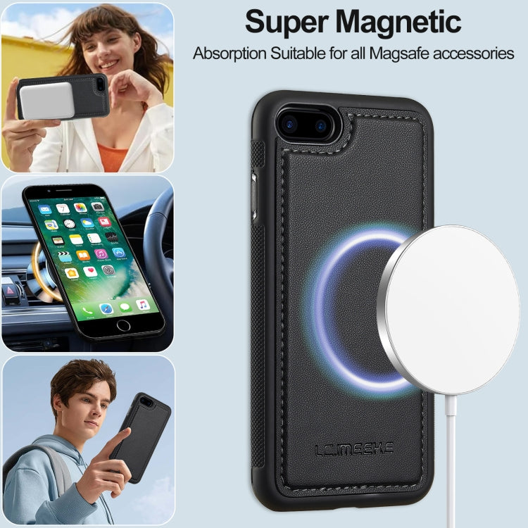 For iPhone 7 / 8 / SE 2020 2022 LC.IMEEKE L2 Series Detachable Magsafe PU Phone Case with Lanyard(Black)