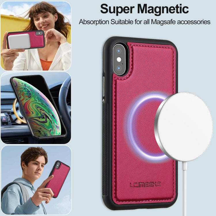 For iPhone X / XS LC.IMEEKE L2 Series Detachable Magsafe PU Phone Case with Lanyard(Red)
