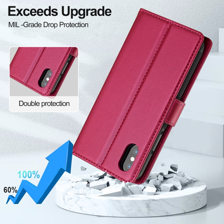 For iPhone XS Max LC.IMEEKE L2 Series Detachable Magsafe PU Phone Case with Lanyard(Red)