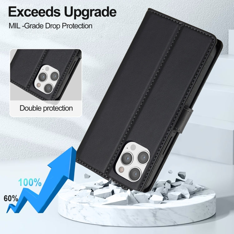 For iPhone 12 / 12 Pro LC.IMEEKE L2 Series Detachable Magsafe PU Phone Case with Lanyard(Black)