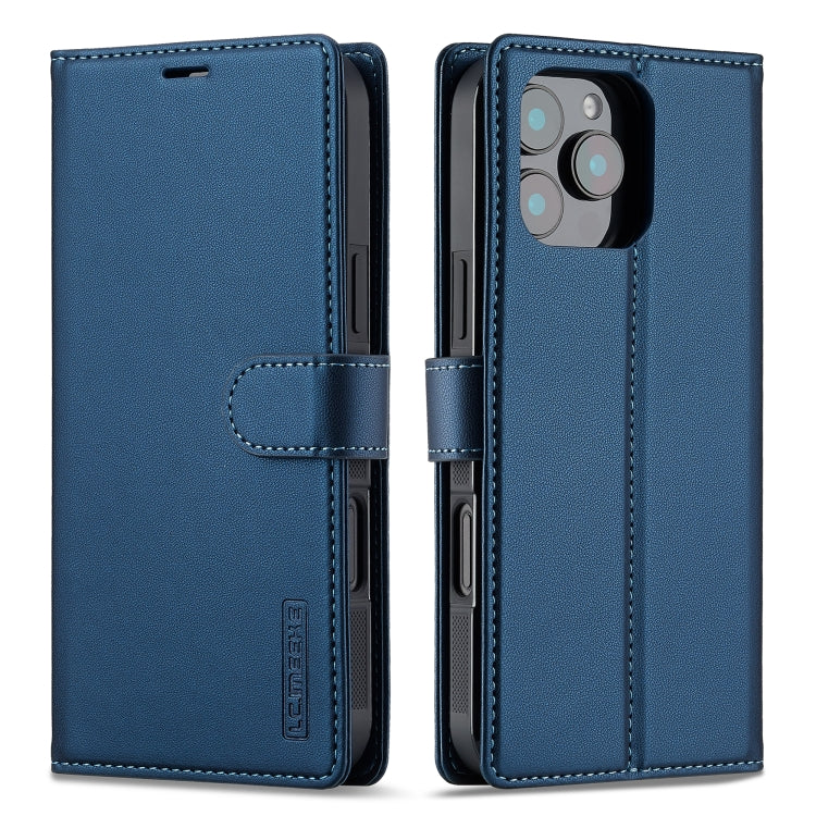 For iPhone 16 Pro Max LC.IMEEKE L2 Series Detachable Magsafe PU Phone Case with Lanyard(Blue)