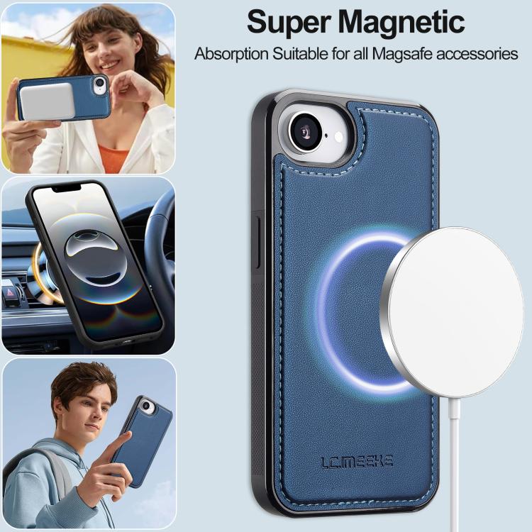 For iPhone 16e LC.IMEEKE L2 Series Detachable Magsafe PU Phone Case with Lanyard(Blue) - free shipping - PMc TechLife - Order now!