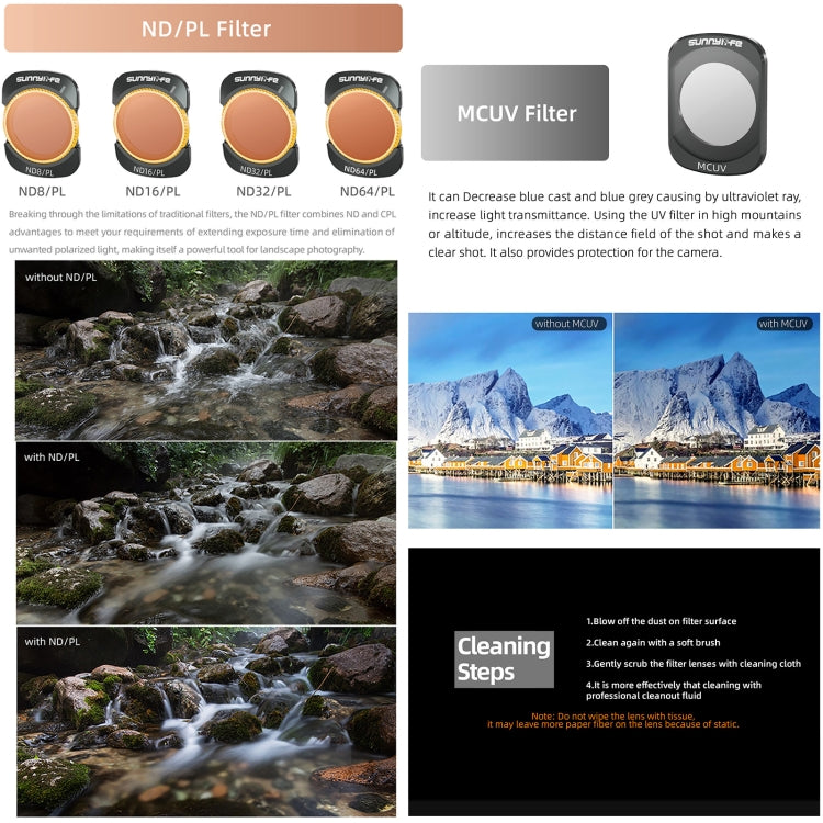 For DJI Osmo Pocket 3 Sunnylife Camera Lens Magnetic Metal Filter, No Impact On Gimbal Reset, Filter:4 in 1 UV CPL ND32 ND64 - free shipping - PMC TechLife - Order now!