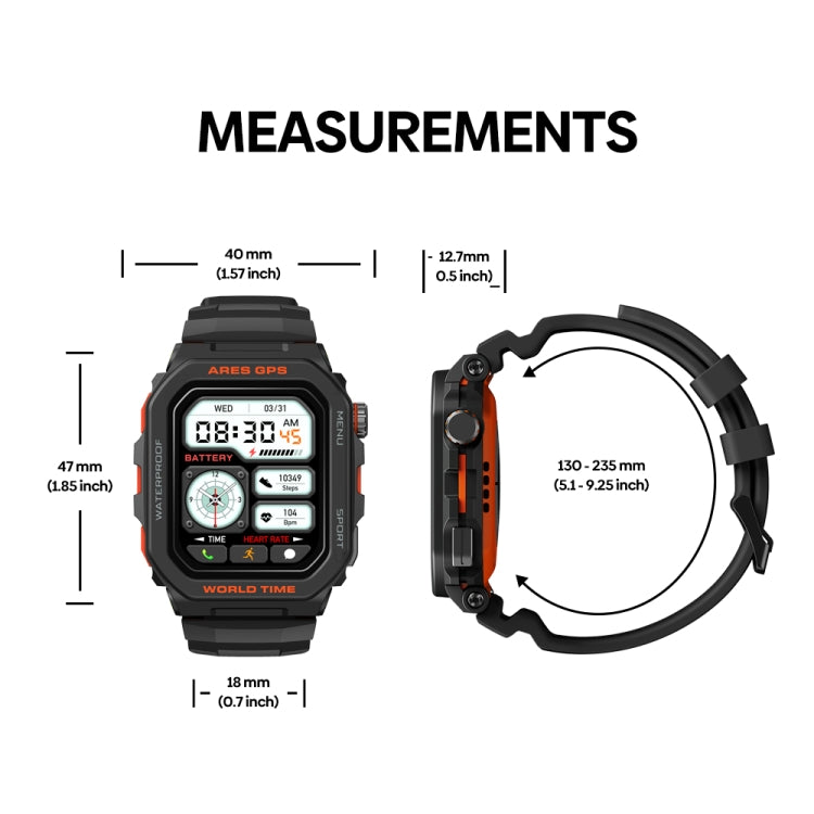 Zeblaze Ares GPS Rugged GPS Smart Watch, Support Heart Rate / Pulse Ox Blood Oxygen(Lava Black) - free shipping - PMC Jewellery - Order now!