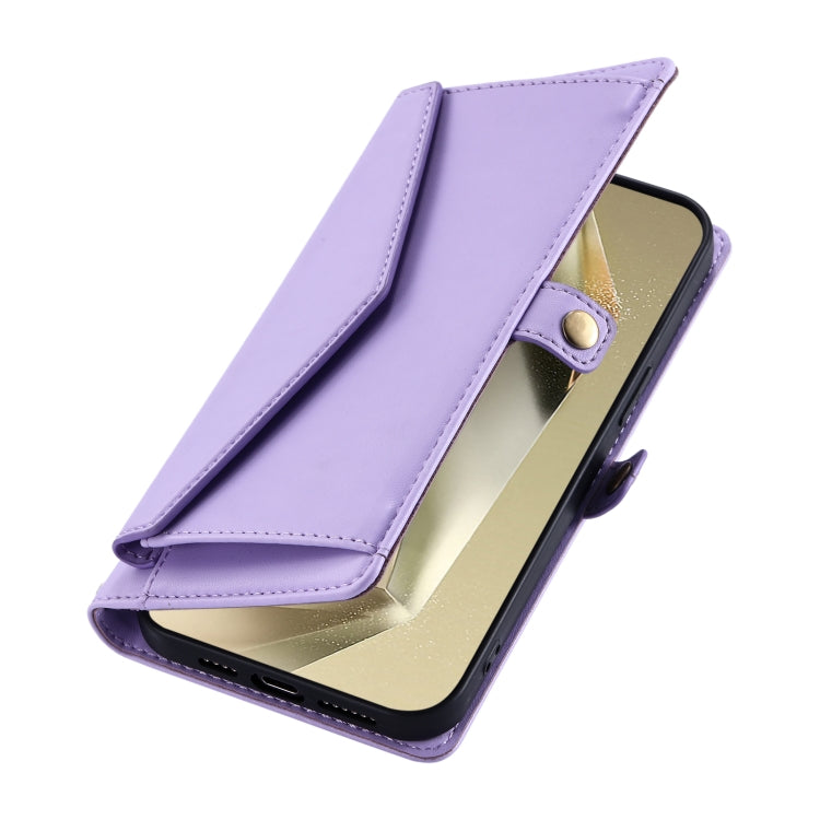 For Samsung Galaxy S25 Ultra 5G Wallet Multi-card Slot Leather Phone Case with Lanyard(Purple)