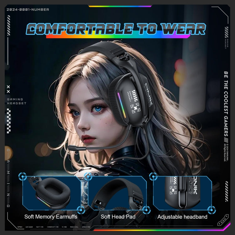 ONIKUMA X12 USB / 3.5mm Wired RGB Light Gaming Headset with Mic, Cable length: 2.2m(Black)