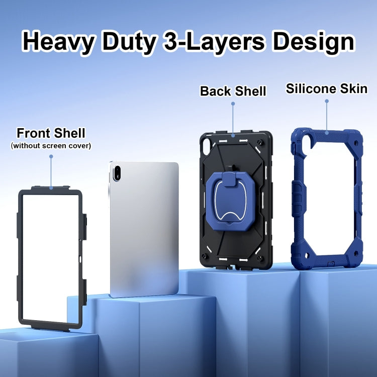 For Huawei Matepad SE 11 2024 Contrast Color Robot Silicone Hybrid PC Tablet Case(Navy Black)