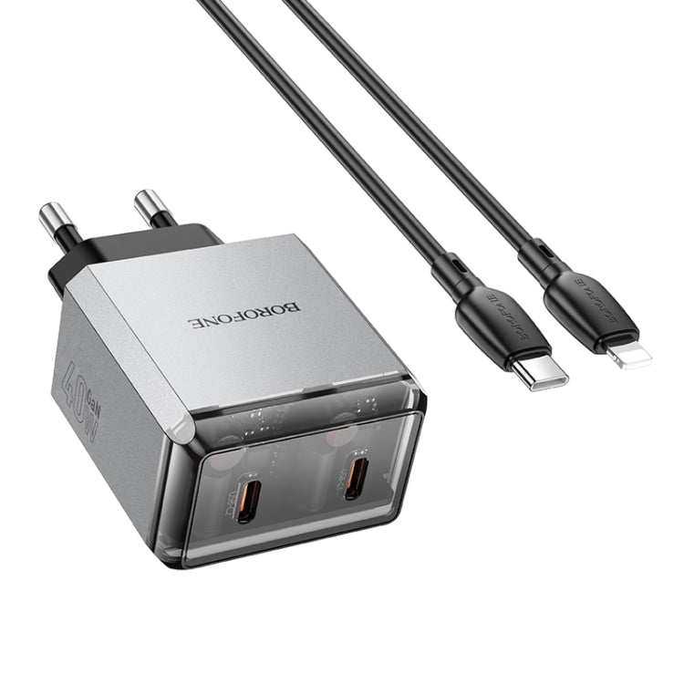 BOROFONE BN21 PD 40W 2 Type-C Charger with 1m Type-C to 8 Pin Cable Set, For:EU Plug(Tarnish) - free shipping - PMC Jewellery - Order now!