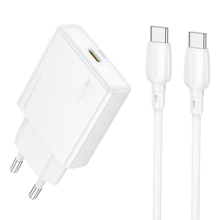 BOROFONE BN23 PD 20W Type-C Charger with 1m Type-C to Type-C Cable Set, Plug Type:EU Plug(White) - USB Charger by Borofone | Online Shopping South Africa | PMC Jewellery | Buy Now Pay Later Mobicred