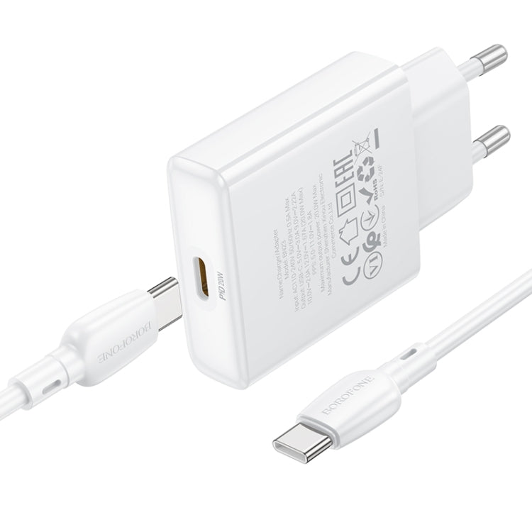 BOROFONE BN23 PD 20W Type-C Charger with 1m Type-C to Type-C Cable Set, Plug Type:EU Plug(White) - USB Charger by Borofone | Online Shopping South Africa | PMC Jewellery | Buy Now Pay Later Mobicred