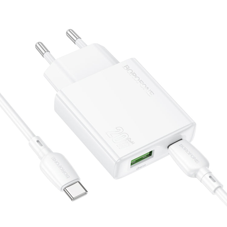 BOROFONE BN24 PD 20W USB, Type-C Charger with 1m Type-C to Type-C Cable Set, Plug Type:EU Plug(White) - USB Charger by Borofone | Online Shopping South Africa | PMC Jewellery | Buy Now Pay Later Mobicred