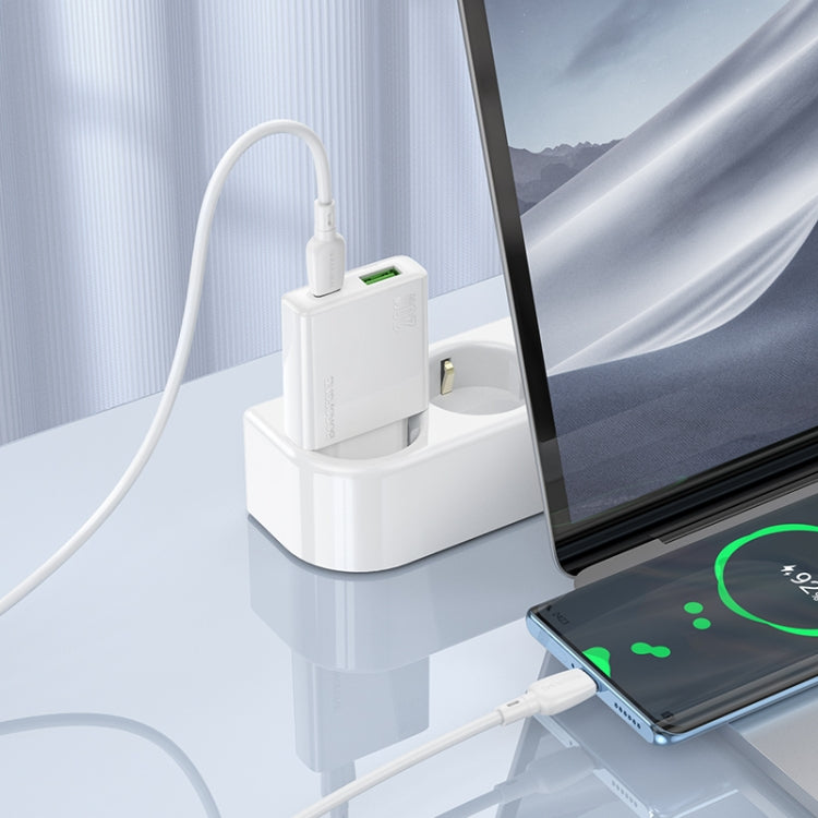 BOROFONE BN24 PD 20W USB, Type-C Charger with 1m Type-C to Type-C Cable Set, Plug Type:EU Plug(White) - USB Charger by Borofone | Online Shopping South Africa | PMC Jewellery | Buy Now Pay Later Mobicred