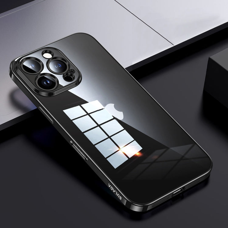 For iPhone 16 Pro Max SULADA Shine Through Series Plating TPU Transparent Phone Case(Space Black)