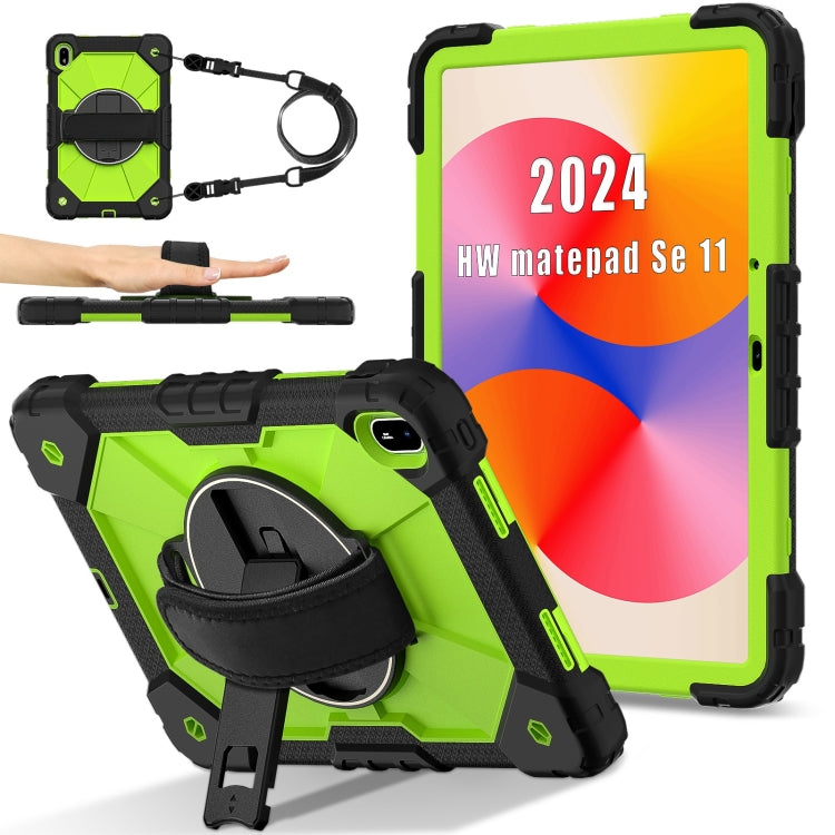 For Huawei MatePad SE 11 2024 Contrast Color Robot Silicone Hybrid PC Tablet Case(Black Yellow Green)