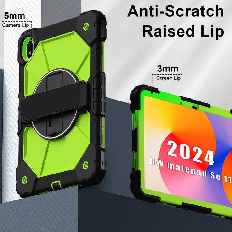 For Huawei MatePad SE 11 2024 Contrast Color Robot Silicone Hybrid PC Tablet Case(Black Yellow Green)