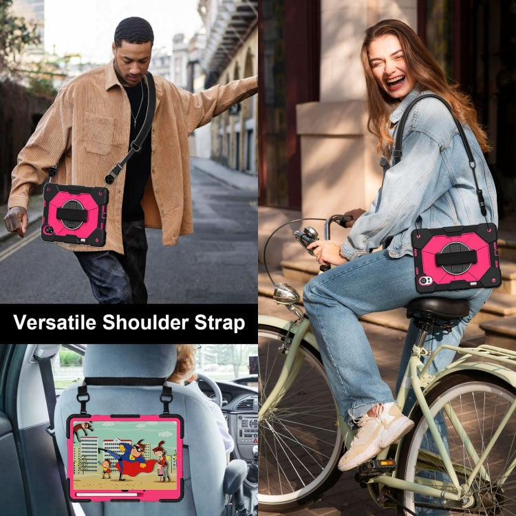 For Huawei MatePad Air 12 2024 Contrast Color Robot Silicone Hybrid PC Tablet Case(Black Rose Red) - Huawei by PMC TechLife | Online Shopping South Africa | PMC TechLife | Buy Now Pay Later Mobicred