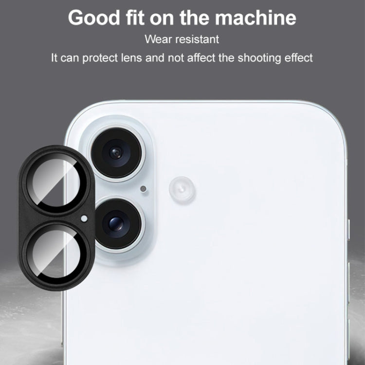 For iPhone 16 / 16 Plus IMAK Metal Armor Premium Camera Protector Film(Black)