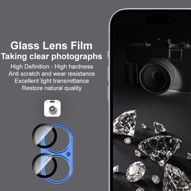 For iPhone 16 / 16 Plus IMAK Metal Armor Premium Camera Protector Film(Sky Blue)