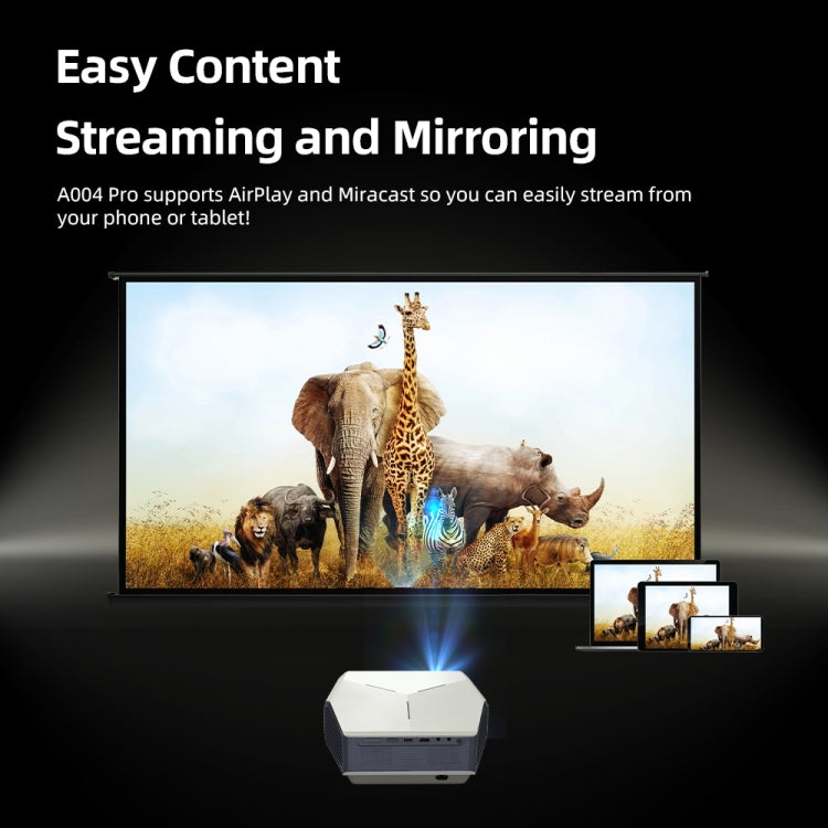 AUN A004 Pro 1920 x 1080P 9000Lumen Android 9.0 Portable LCD Projector, EU Plug(White)