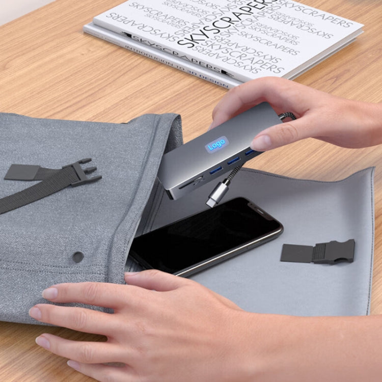 BYL-2411 11 in 1 Type-C HUB Docking Station with 3 x USB3.0, PD100W, SD/TF, RJ45, Type-C, VGA, HDTV, 3.5mm Jack - HUB with Lan adapter by PMC Jewellery | Online Shopping South Africa | PMC Jewellery | Buy Now Pay Later Mobicred