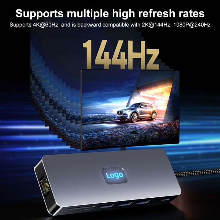 BYL-2411 11 in 1 Type-C HUB Docking Station with 3 x USB3.0, PD100W, SD/TF, RJ45, Type-C, VGA, HDTV, 3.5mm Jack