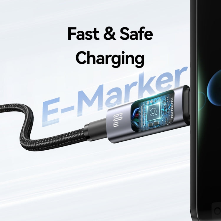 USAMS 60W 6 in 1 Digital Display Fast Charging Cable, Length:2m(Titanium Gray)