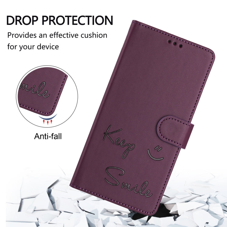 For Samsung Galaxy S25 Ultra 5G Smile Embossing RFID Leather Phone Case(Violet) - free shipping - PMC TechLife - Order now!