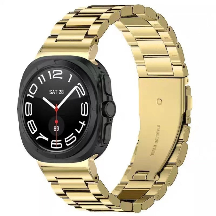 For Samsung Galaxy Watch Ultra 47mm Three Beads Stainless Steel Watch Band(Gold)