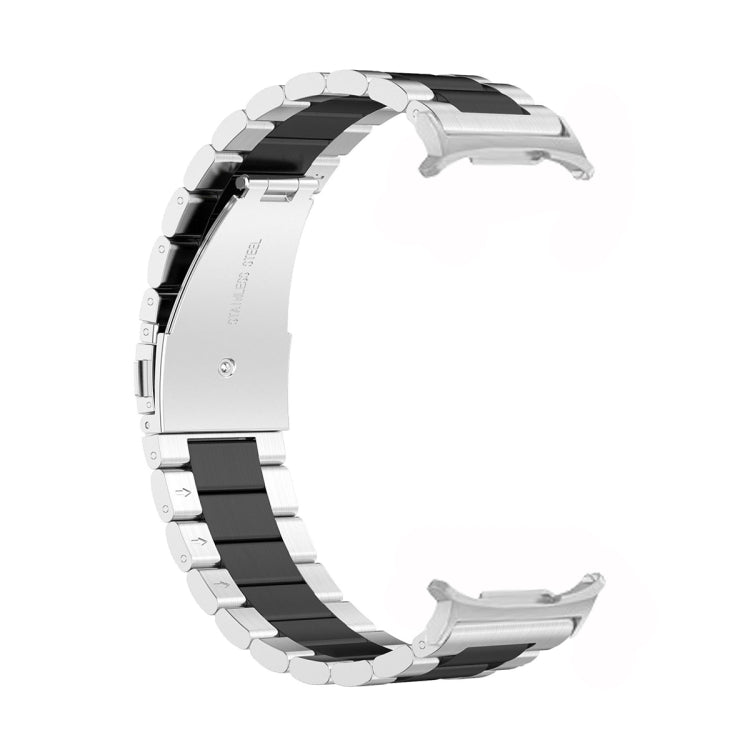 For Samsung Galaxy Watch Ultra 47mm Three Beads Stainless Steel Watch Band(Silver Black Silver)