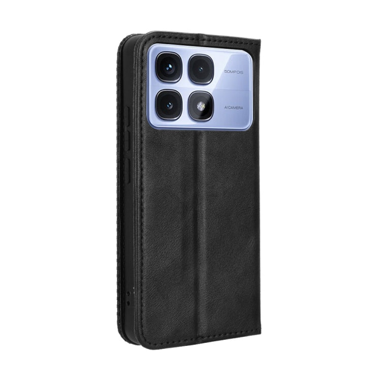 For Redmi K70 Ultra Magnetic Buckle Retro Texture Leather Phone Case(Black)