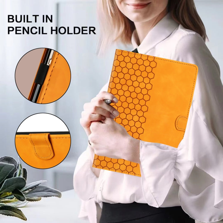 For Lenovo Tab M11 / Xiaoxin Pad 2024 Honeycomb Embossed Leather Smart Tablet Case(Yellow) - Lenovo by PMC Jewellery | Online Shopping South Africa | PMC Jewellery | Buy Now Pay Later Mobicred