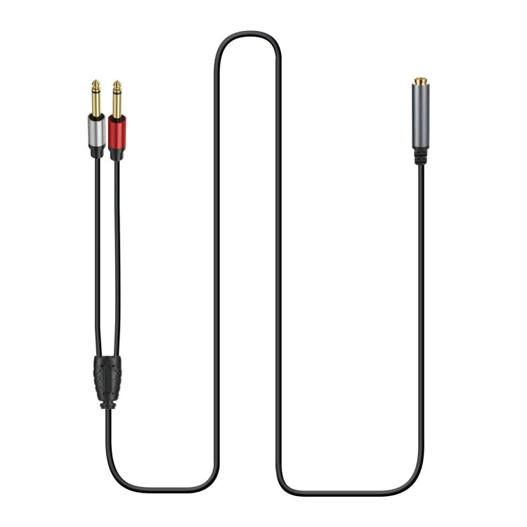 0.3m 6.35mm TRS Stereo Female to 2 x 6.35mm TS Male Mono Audio Adapter Cable(Black)