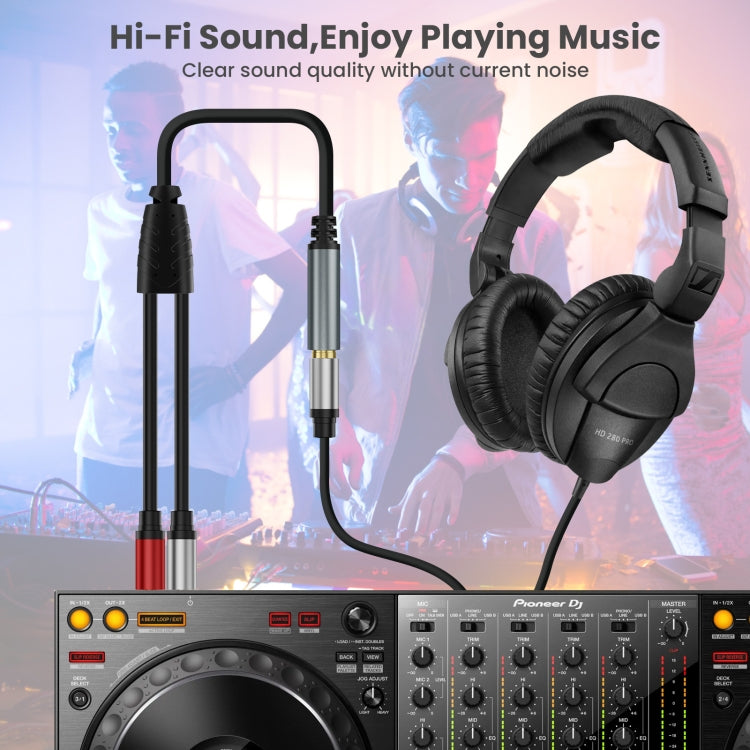 1m 6.35mm TRS Stereo Female to 2 x 6.35mm TS Male Mono Audio Adapter Cable(Black) - Video & Audio Cable by PMC Jewellery | Online Shopping South Africa | PMC Jewellery | Buy Now Pay Later Mobicred