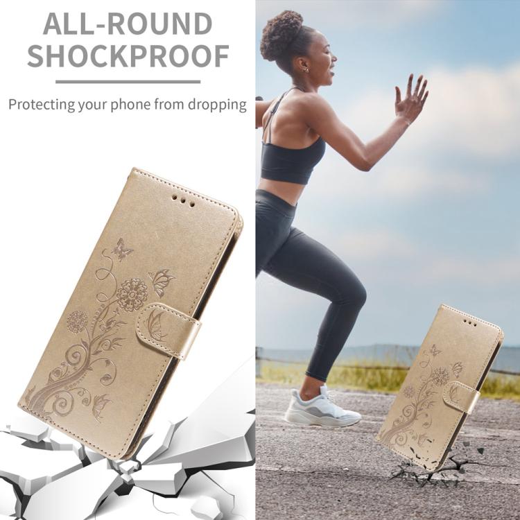 For iPhone 16e Embossed Butterfly Flowers Leather Phone Case(Gold) - free shipping - PMC TechLife - Order now!