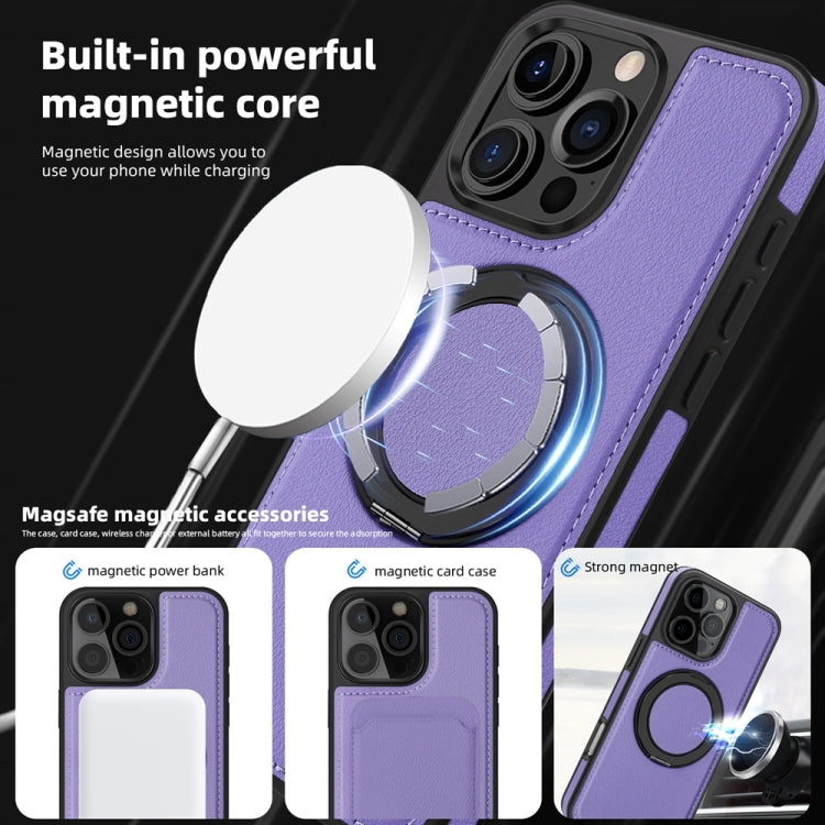 For iPhone 16 Pro Max Yashi 360 Degree Rotating MagSafe Holder Phone Case(Purple)