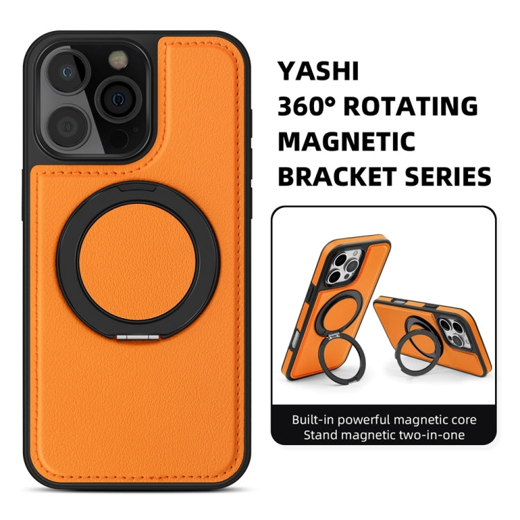 For iPhone 16 Pro Max Yashi 360 Degree Rotating MagSafe Holder Phone Case(Orange)