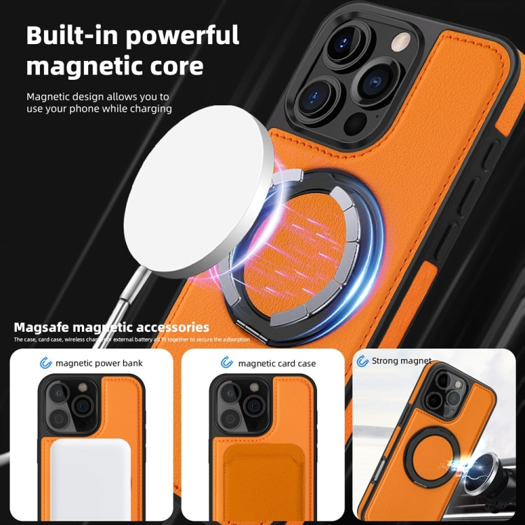 For iPhone 16 Pro Max Yashi 360 Degree Rotating MagSafe Holder Phone Case(Orange)